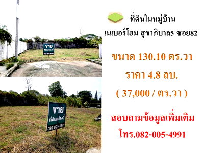 ที่ดิน บิ๊กซี ฟู้ดเพลส สายไหม 47 : ขายที่ดินในหมู่บ้านเนเบอร์โฮม สุขาภิบาล5 ซอย 82