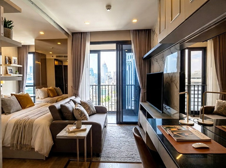 รูป **ASHTON ASOKE | 1 Bedroom 35sqm High Floor City View**ห้องชั้น 23 ฝั่งตะวันตก วิวเมืองแบบพาโนรามา - รูปที่ 3/9