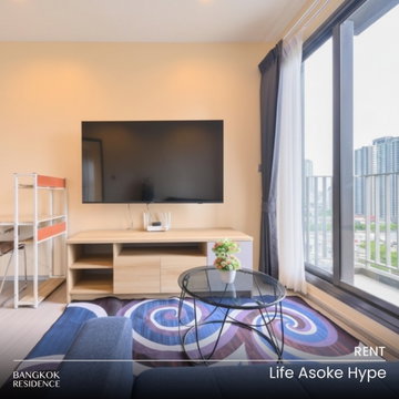 Rental Condo 🏙️ Life Asoke Hype, 2BR 64 sq.m. 45K 💫 Beautiful fully furnished unit, near MRT Rama 9