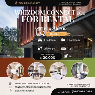 รูปภาพ 🌳🏢□■ Whizdom Connect Sukhumvit 101  1BR  1BH High Floor 29.00 sq.m nice decoration for  RENTAL ■□🏢🌳