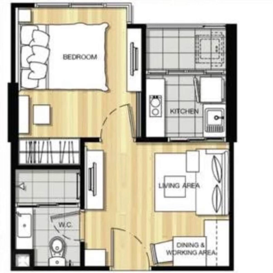 รูป  ให้เช่า ยู ดีไลท์ 3 ประชาชื่น บางซื่อ    31 ตรม. | Floor 22 | วิวเมืองสวย  11,000 - รูปที่ 6/6