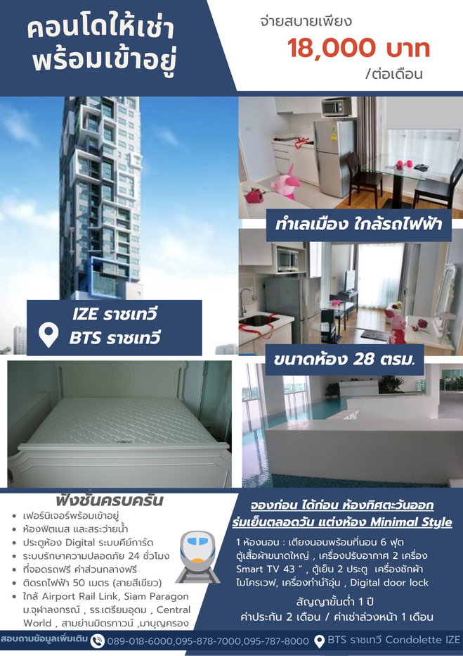 picture Condolette Ize Ratchathewi (1bed1bath 28sqm) - 8/8