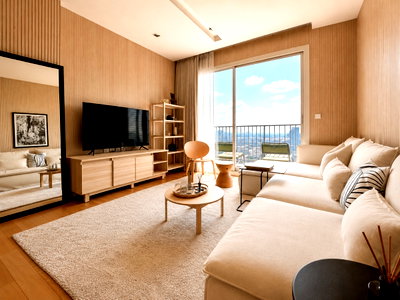 คอนโดให้เช่า : SIRI at Sukhumvit 2 Bed แต่งครบมินิมอลญี่ปุ่น ห้องโปร่งรับลมวิวแม่น้ำทิศใต้ มีอ่างอาบน้ำ ห้องจริงสวยพร้อมเข้าอยู่