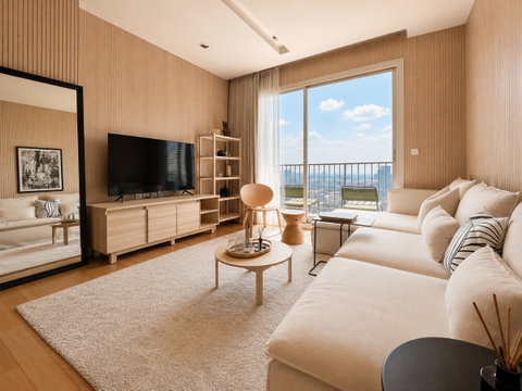 SIRI at Sukhumvit 2 Bed แต่งครบมินิมอลญี่ปุ่น ห้องโปร่งรับลมวิวแม่น้ำทิศใต้ มีอ่างอาบน้ำ ห้องจริงสวยพร้อมเข้าอยู่