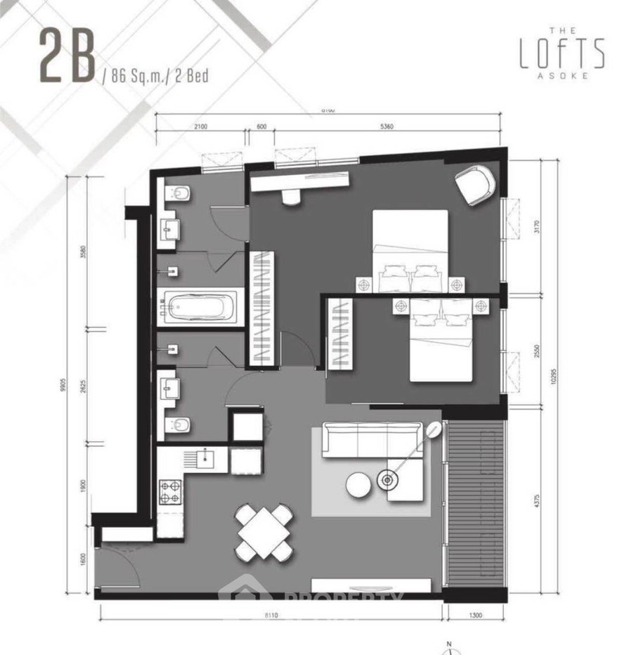 picture High-Floor 2-BR 85 Sqm The Lofts Asoke, 300m to MRT Phetchaburi (ID 3062920) - 13/13