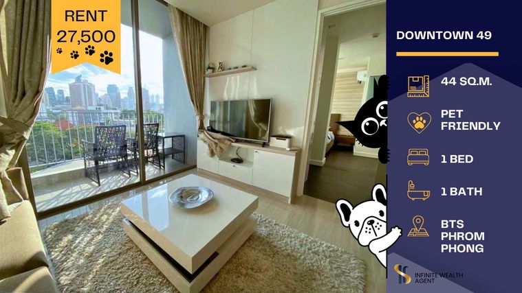 🐶🐱 Pet-Friendly ฟรี! 🏡 ห้องมุมวิวโล่ง 1BR + Walk-in Closet ✨ ทองหล่อ–พร้อมพงษ์ 🚐 Shuttle BTS ว่างต้น ส.ค.