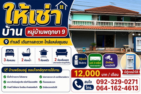 รูปภาพ House for Rent – Pruksa 9, Liap Khlong 3 Monthly Rent: THB 12,000