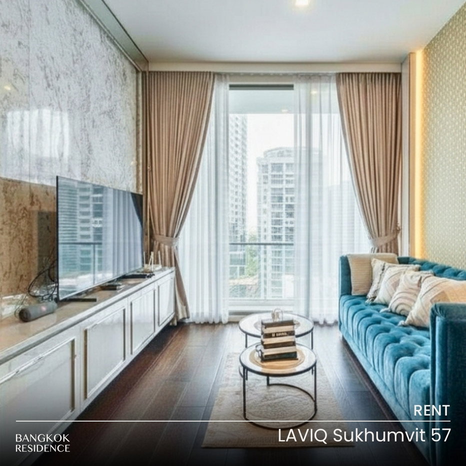 รูป เช่าคอนโด 💎 Laviq Sukhumvit 57 1นอน 46ตร.ม. 48k 🌠 ห้องแต่งสวย เฟอร์ครบ ชั้นสูง ใกล้ BTS ทองหล่อ - รูปที่ 1/9