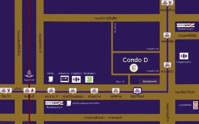ให้เช่าคอนโด 2 ห้องนอน 45 ตร.ม. ดี รัชดา 19
