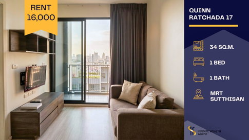✨ Best Deal! | Quinn Ratchada 17 🚇 High floor Fully furnished & ready to move in, steps to MRT Sutthisan. Book your viewing today! 🔑