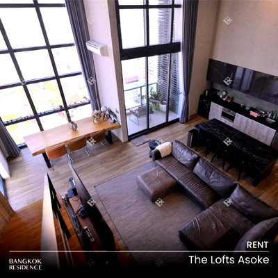 Condos for rent : Rental Condo 💎 The Lofts Asoke, 3BR 145 sq.m. 195K 💎 Beautiful Unit, Great Price, Near MRT Phetchaburi