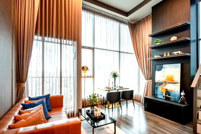 ขายคอนโด : ขาย Knights Bridge Space rama9 Condo ห้อง Duplex ตกแต่งสวยพร้อมเฟอร์นิเจอร์ ใกล้MRTพระราม9