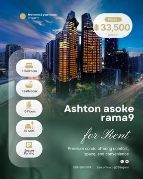 📌For Rent Luxury Condo 🎈Ashton Asoke Rama 9 ราคา 33,500/month