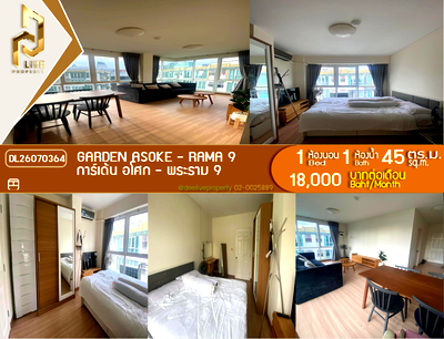 Condos for rent : DL26070364 Condo for rent, Garden Asoke - Rama 9 near MRT Phra Ram 9, ready to move in, call urgently 0653619502 LineID @952jdxxk