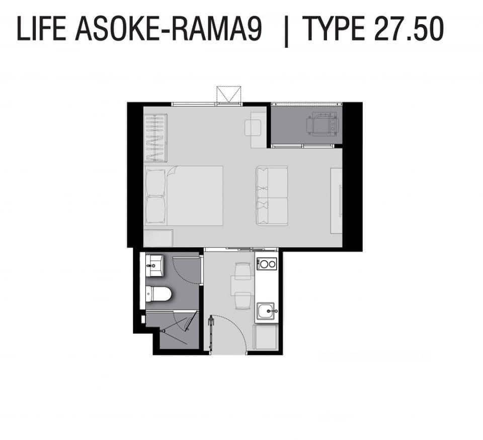 รูป คุ้มค่า 1 ห้องนอน คอนโด Life Asoke - Rama 9 ใกล้ MRT พระราม 9 300 เมตร (ID 2480896) - รูปที่ 13/15