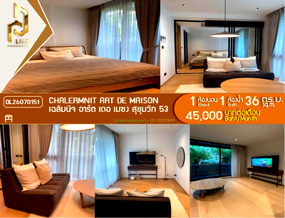 Condos for rent : DL26070151 Condo for rent, Chalermnit Art De Maison Sukhumvit 53 near -, ready to move in, call urgently 0638692663 LineID @952jdxxk