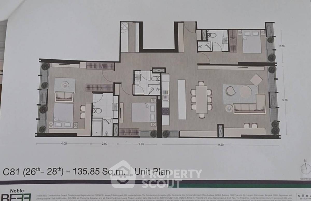picture 3-BR Condo, 28th-Floor, 135 Sqm At Noble Be 33, BTS Phrom Phong (ID 3066127) - 5/5