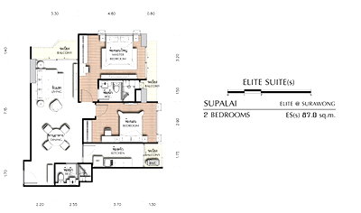 Condos for sale : 9750, 2 Br. condo for sell, Supalai Elite Surawong