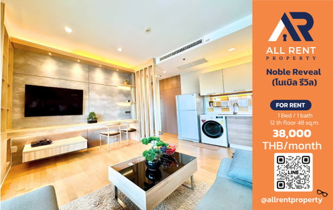 🔥 Noble Reveal, large 48 sq.m. unit near BTS Ekkamai, only 38,000 THB! ✨ Luxury condo in the heart of Sukhumvit with workspace ready to move in. 🏙️
