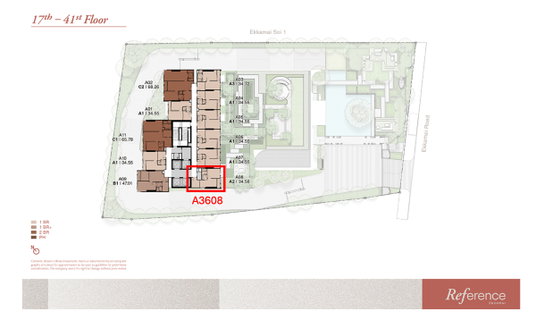 Refernce Ekkkamai Condo 1 Bedroom Fl36