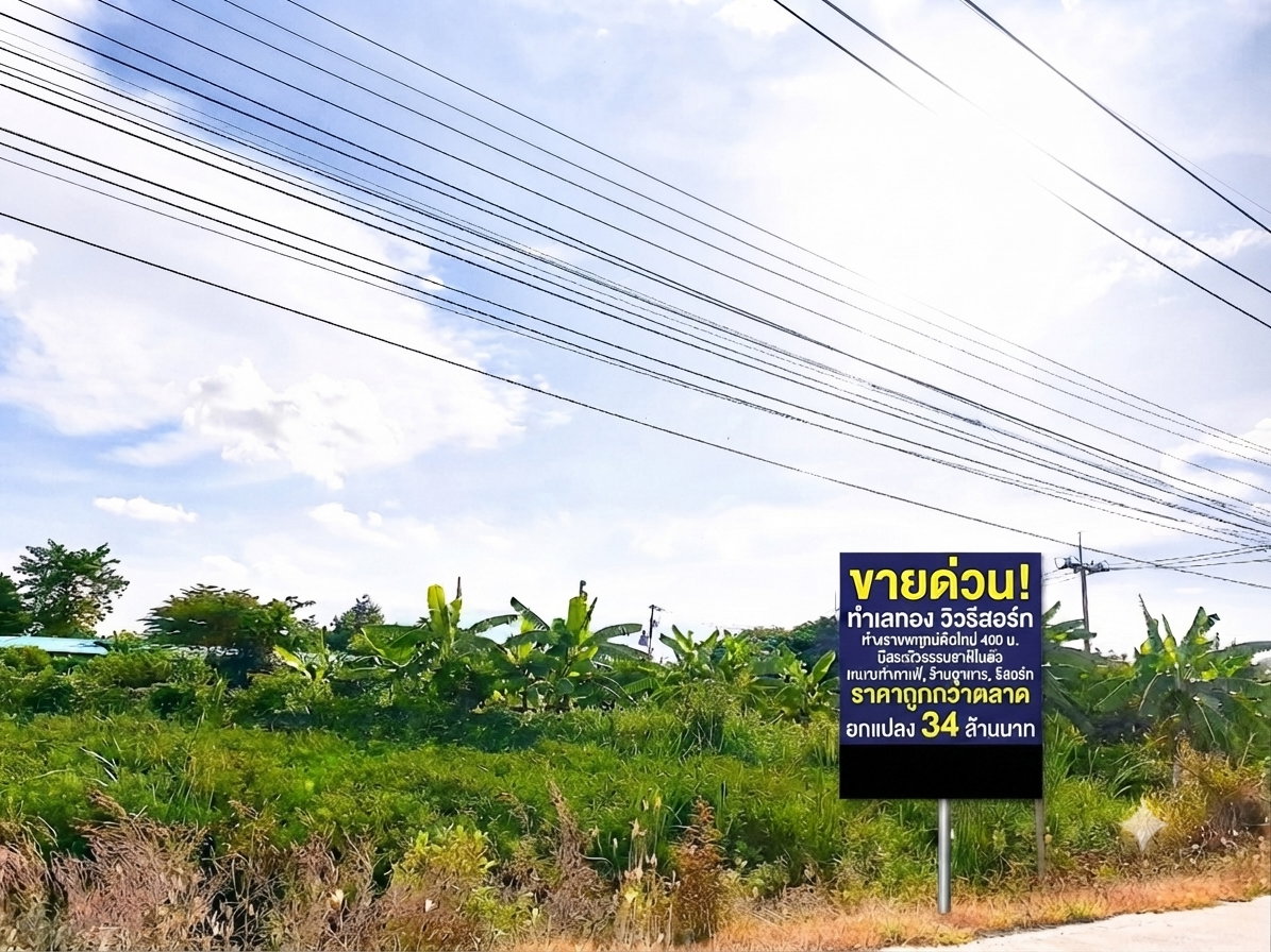รูป ขายที่ดินราชพฤกษ์ตัดใหม่ 346 ซอยเกาะเกียง 4 ไร่กว่า มีสระบัว บรรยากาศรีอร์ท ใกล้ทางด่วน - รูปที่ 1/10
