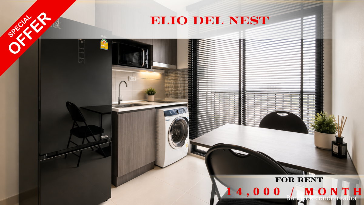 🍀🍀🍀Beautiful condo 🌸 ให้เช่า📌 เอลิโอ เดล เนสท์(Line:@rent2022) 🚆BTS อุดมสุข✨พร้อมเข้าอยู่ ✨A11918