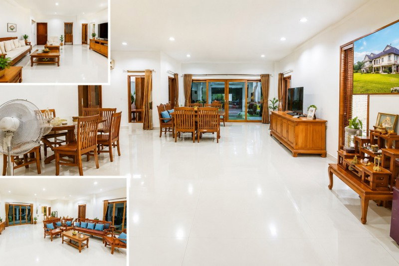 รูป อบต. บางโพธิ์ 1.5กม. สุราษฎร์ธานี ให้เช่า  AIRBNB บนที่ดิน 3 ไร่ คฤหาสน์หรู 3นอน วัดเขาพระอานนท์ 900 ม. เกาะลำพู 4.2 กม. - รูปที่ 2/8