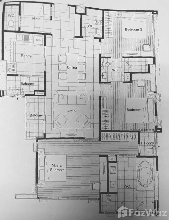 รูป คอนโดให้เช่า 3 ห้องนอน ในโครงการ เดอะ บลูม สุขุมวิท 71 1987736 - รูปที่ 11/11
