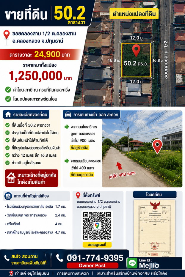 รูป ซื้อขายที่ดิน คลองหลวง ปทุมธานี - รูปที่ 1/8