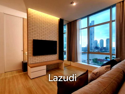 คอนโดให้เช่า : 60 sqm river view condo on 14th floor at Baan Sathorn Chaopraya, Khlong San Bangkok