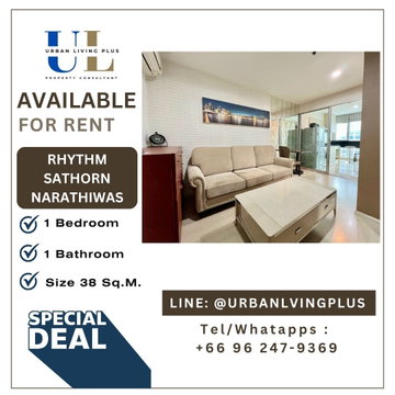 ( UL2607114 ) Tel/Line 096-2479369✨FOR RENT !! Rhythm Sathorn Narathiwas  1 bedroom, size 38 Sq.M. Nice room, Furnished !!!