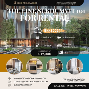 🔥🌈🏢□■The Line Sukhumvit 101 1BR 27 sq.m very nice decoration with the best price for rental & sale ■□