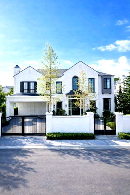 Houses for rent Saphan Sung : Rama 9 Krungthep Kreetha New Road Luxury detached house for rent, 4 bedrooms, 5 bathrooms, 95 sq m., 378 sq m. Nirvana Porsche 1.2 km.