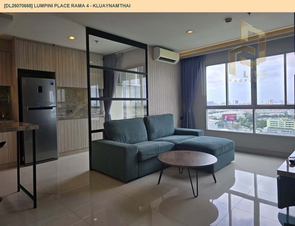 รูป DL26070668 ให้เช่าคอนโด ลุมพินี เพลส พระราม 4 - กล้วยน้ำไท (Lumpini Place Rama 4 - Kluaynamthai) ใกล้ BTS เอกมัย พร้อมเข้าอยู่ โทรด่วน 0614453194 LineID @952jdxxk - รูปที่ 2/7