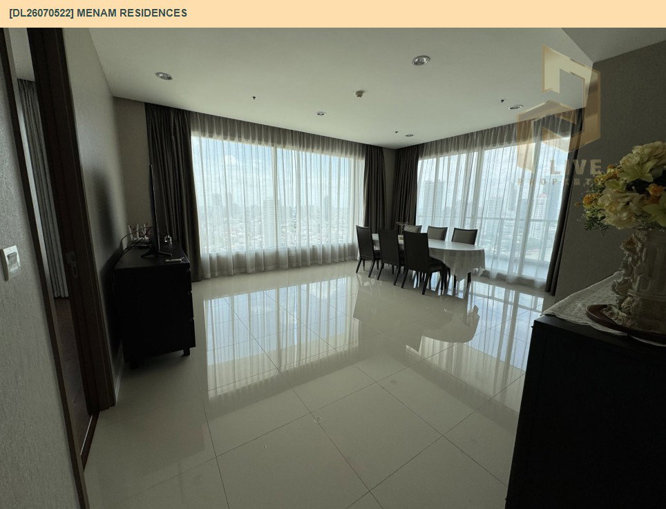 รูป DL26070522 ให้เช่าคอนโด แม่น้ำ เรสซิเดนท์ (Menam Residences) ใกล้ BTS สะพานตากสิน พร้อมเข้าอยู่ โทรด่วน 0638692663 LineID @952jdxxk - รูปที่ 3/8