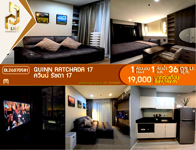 Condos for rent : DL26070581 Condo for rent, Quinn Ratchada 17 near MRT Sutthisan, ready to move in, call urgently 0653619502 LineID @952jdxxk