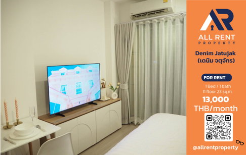 🔥 Denim Jatujak, Studio room, 11th floor, near BTS Mo Chit, only 13,000 THB/month ✨ Brand new condo in the heart of Chatuchak, , ready to move in
