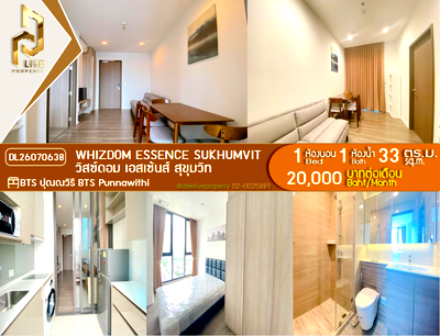 Condos for rent : DL26070638 Condo for rent, Whizdom Essence Sukhumvit near BTS Punnawithi, ready to move in, call urgently 0614453194 LineID @952jdxxk