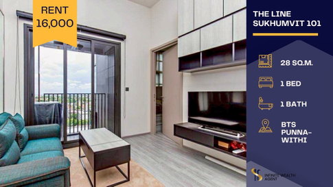 ✨ ห้องสวย เพดานสูง! | The Line สุขุมวิท 101 • 1Bed 28ตร.ม. ใกล้ BTS ปุณณวิถี • 16,000/ด. 📲 ทักด่วน นัดชมฟรี!