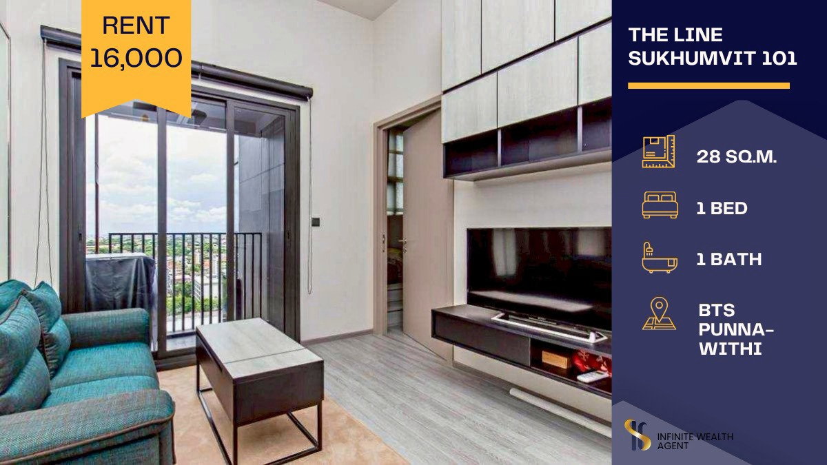 รูป ✨ ห้องสวย เพดานสูง! | The Line สุขุมวิท 101 • 1Bed 28ตร.ม. ใกล้ BTS ปุณณวิถี • 16,000/ด. 📲 ทักด่วน นัดชมฟรี! - รูปที่ 1/8
