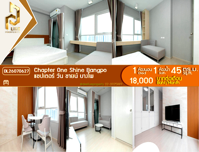 Condos for rent : DL26070627 Condo for rent, Chapter One Shine Bangpo near MRT Tao Poon, ready to move in, call urgently 0653619502 LineID @952jdxxk