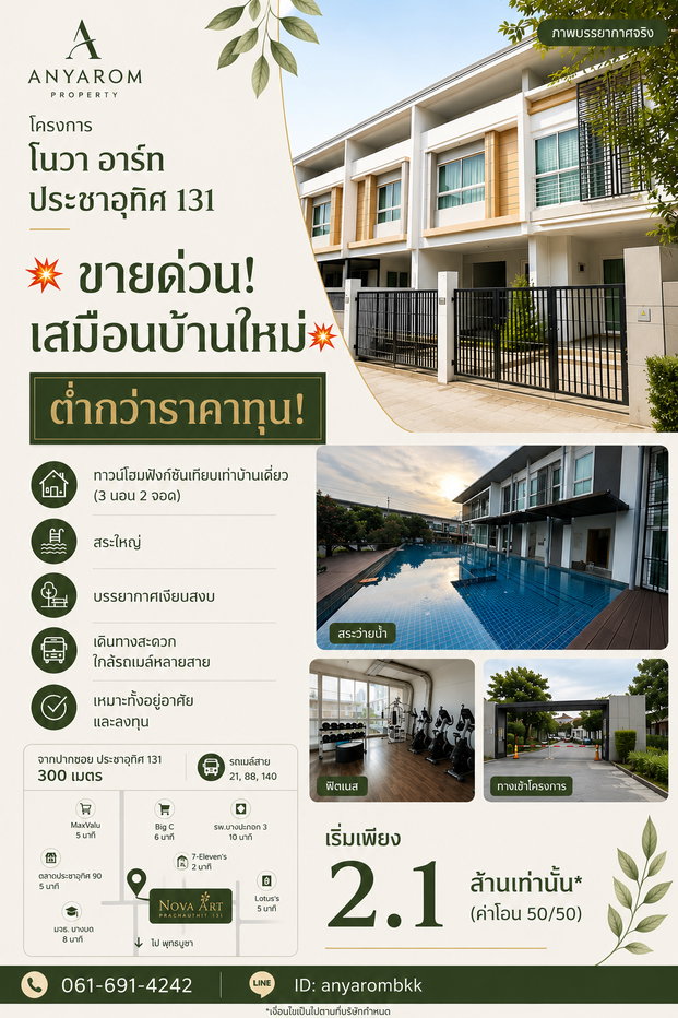 รูป ทาวน์เฮ้าส์สภาพใหม่ ลดต่ำกว่าราคาทุนสามแสนบาท - รูปที่ 2/11