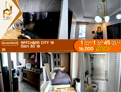 Condos for rent : DL26070620 Condo for rent, Ratchada City 18 near MRT Huai Khwang, ready to move in, call urgently 0614453194 LineID @952jdxxk
