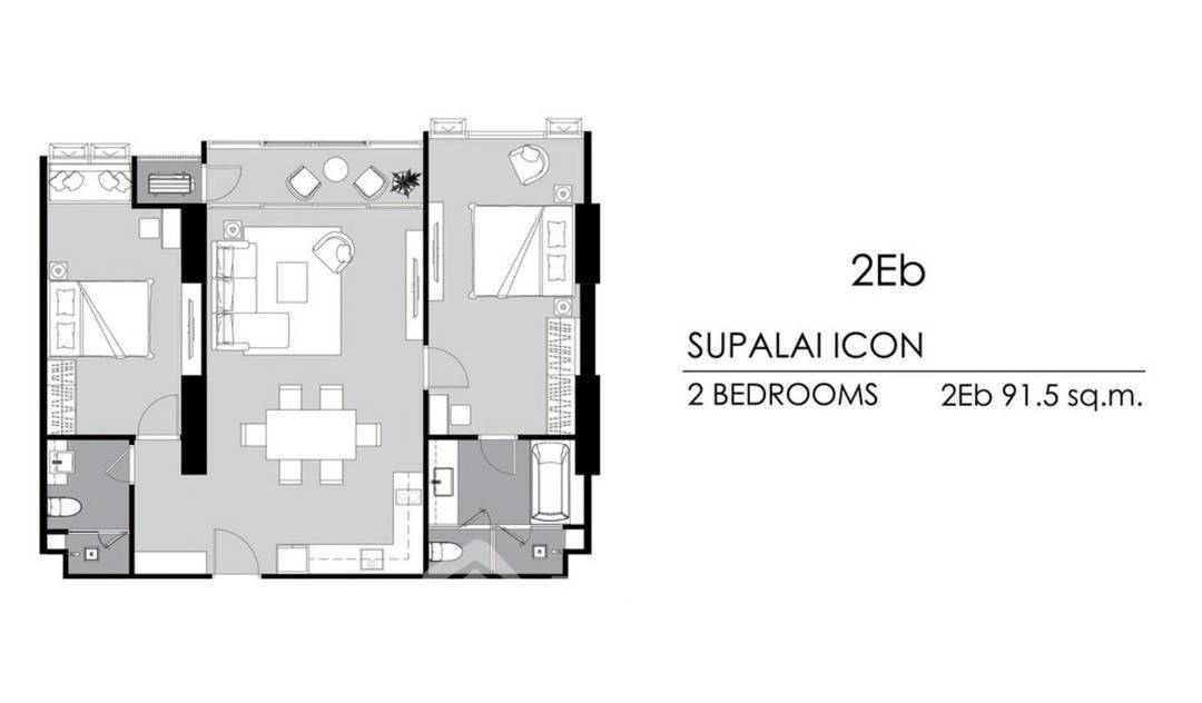 picture High-Floor 2-BR 92 Sqm Condo At Supalai Icon Sathon, MRT Silom (ID 3083610) - 5/5