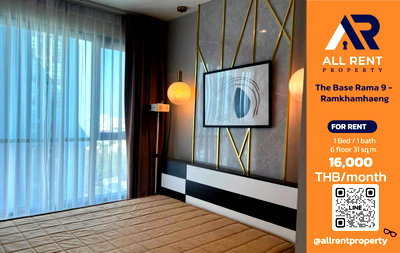 คอนโดให้เช่า : 🔥 The Base Rama 9 - Ramkhamhaeng ห้องสวย 1 Bedroom Plus ใกล้รถไฟฟ้า เพียง 16,000 บาท/เดือน พร้อมอยู่! 🏙️
