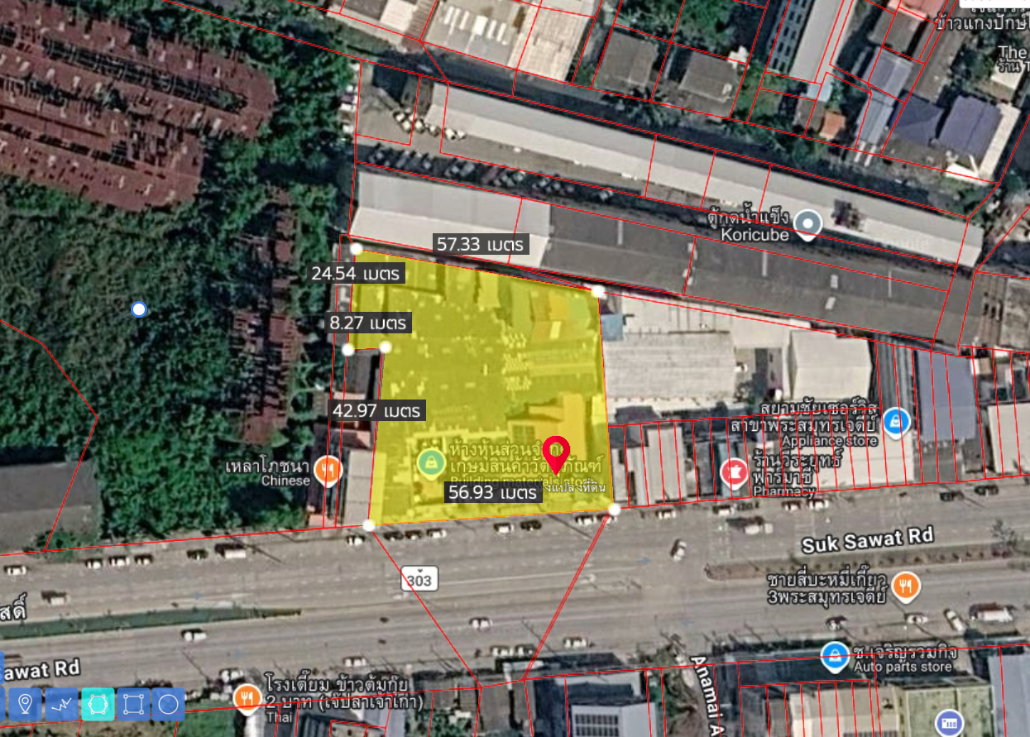 รูป ขายที่ดินผังสีแดง 2 ไร่ 20ตรว. ติดถนนสุขสวัสดิ์ 8 เลน แปลงใหญ่ หายากมากพร้อมพัฒนาโครงการทันที (M10713) - รูปที่ 3/8