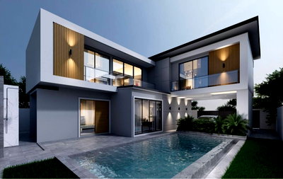 Houses for sale Bang Lamung Chonburi : Pre Sale Modern Tropical Pool Villa for Sale Siam Country Club