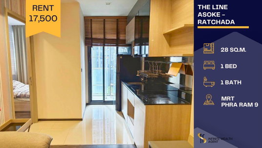 รูปภาพ Rare! Only 1 unit/floor ✨ Rent THE LINE Asoke-Ratchada 1Bed 28sqm 17.5K/mo • Newly renovated, 300m to MRT Rama 9 | Book a tour! ⚡