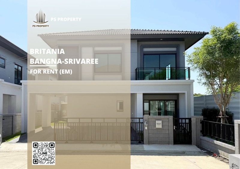 บ้านเดี่ยวให้เช่า : บ้านเดี่ยวให้เช่า 🔥 Britania Bangna-Srivaree 🔥 4 ห้องนอน 4 ห้องน้ำ บ้านตกแต่ง เฟอร์ครบทุกห้อง พร้อมเข้าอยู่