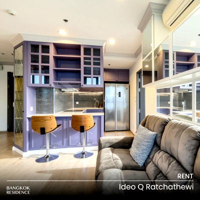 Condos for rent :  Ideo Q Ratchathewi 💖 Beautiful unit on a high floor, fully furnished 🛋️ Near BTS Ratchathewi 